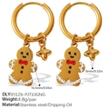 Orecchini di Natale in acciaio dorato con ciondoli omino di pan di zenzero e stella - Stile Omino di Pan di Zenzero e Stella Croce (EH1174G-PJ129-PJ710GNG) / Stile Omino di Pan di Zenzero e Stella Croce