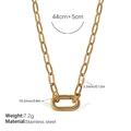 Golden stainless steel paperclip link necklace featuring a textured clasp fastener - XL713G Gold Necklace
