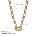 Gold stainless steel link chain necklace with size weight specs and chunky oval connector - XL715G Gold Necklace