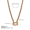 Golden stainless steel woven chain necklace with oval buckle and detailed size specs - XL717G Gold Necklace