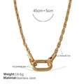 Golden stainless steel chain necklace with 45cm length and carabiner clasp detail - XL719G Gold Necklace