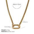 Golden stainless steel box chain necklace with carabiner clasp and size specifications - XL720G Gold Necklace
