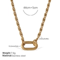 Gold stainless steel oval carabiner chain necklace with adjustable 44cm plus 5cm length - XL721G Gold Necklace