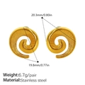Golden irregular spiral shell earrings in 18K gold plated stainless steel for women - Gold Left-Right Earrings (EH77G)