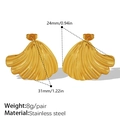 Golden seashell stud earrings in 18K gold plated stainless steel, 24mm wide for women - Gold Left-Right Earrings (EH169G)