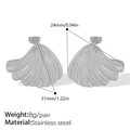 Silver shell-shaped earrings in stainless steel, measuring 24mm x 31mm and weighing 8g - Silver Left-Right Earrings (EH169S)
