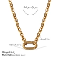 Golden stainless steel chunky cable chain necklace with oval spring clasp detail - XL725G Gold Necklace