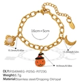 Gouden roestvrijstalen armband met pompoen, opaal zonnebloem en maan hangers - Zonnebloem Maan Pompoen Stijl (SL399G1)