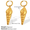 Irregular 18K gold plated stainless steel conch shell earrings with seashell pendant charm - Gold Earrings (EH679G)