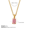 Minimalist 18K gold plated stainless steel necklace with pink oval zircon pendant - Oval Pink Zirconia Style (XL804PKG) / Gold Pink Zirconia