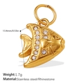 Gold plated stainless steel fish pendant with white rhinestones, 13.4mm beach jewelry - Fish Style (PJ581WEG)