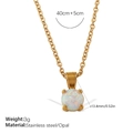 18K gold plated stainless steel necklace with 13.4mm round opal stone pendant - Round Opal Style (XL806CRG) / Gold Opal