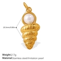 18k gold plated stainless steel seashell pendant with elegant white imitation pearl - White Pearl Conch Style (PJ923WEG)
