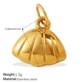 Polished 18k gold plated stainless steel seashell pendant charm 12.8mm for DIY jewelry - Scallop Style (PJ925G)