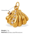 Golden shell pendant in stainless steel with five sparkling white rhinestones - Rhinestone Shell Style (PJ926WEG)