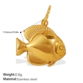 Polished gold stainless steel fish pendant measuring 13.6mm for jewelry making - Fish Shape Style (PJ930G)