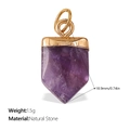 Purple natural stone hex prism pendant with 18K gold plated top for jewelry DIY - Purple Shield Style (PJ585PEG)