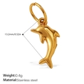 Gold plated stainless steel dolphin charm pendant for necklaces with dimensions - Simple Dolphin Style (PJ934G)