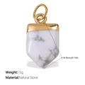 White natural stone heart pendant with 18K gold plated ring for DIY jewelry making - White Shield Style (PJ585WEG)
