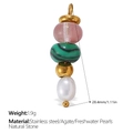 Pendentif DIY en acier doré 18K avec perle d'agate et perle d'eau douce blanche naturelle - Pendentif en Agate et Perles d'Eau Douce Doré (PJ659CRG)
