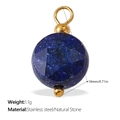 Blue lapis stone heart pendant charm in 18K gold plated stainless steel setting - Dark Blue Faceted Round Bead Style (PJ662NBG)