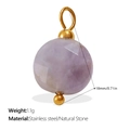 Polished 18mm faceted lavender natural stone pendant with gold stainless steel hardware - Purple Faceted Round Bead Style (PJ662PEG)
