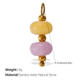 Pendentif en perles d'acier inoxydable plaqué or 18K avec pierres naturelles - Pendentif en Pierre Naturelle Jaune et Rose Doré (PJ664CRG)