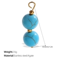 Pendentif en agate bleue et acier inoxydable doré 18 carats avec texture naturelle - Pendentif Double Agate Bleu Ciel Doré (PJ671BEG)