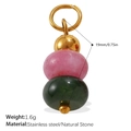DIY stainless steel pendant with pink and dark green natural stone beads and gold ring - Pink Green Three-layer Beaded Style (PJ681CRG)
