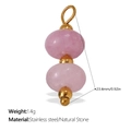 Pink natural stone heart pendant 18K gold plated for beach jewelry DIY 1.4g 23.4mm - Pink Double Bead Style (PJ713LPG)