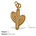 Polierter 18K vergoldeter Edelstahl Kaktus-Anhänger Charm mit einer Höhe von 18,8mm - Kaktus-Form Goldener Anhänger (PJ134G) / Gold