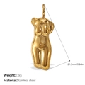 Poliertes 18K vergoldetes Edelstahl-Anhänger in Frauenkörper-Form für DIY-Schmuck - Weiblicher Torso Kunstform Goldener Anhänger (PJ158G) / Gold