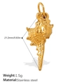 18k gold plated stainless steel seashell pendant with ring for beach jewelry DIY - Textured Shell Style (PJ945G)