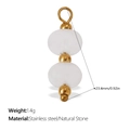 DIY vertical pendant with two white natural stones and three gold stainless steel beads - White Translucent Textured Double Bead Style (PJ713WEG)