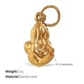 Pendentif en acier inoxydable plaqué or 18K en forme de cacahuète avec anneau - Pendentif Forme Cacahuète Artistique Doré (PJ224G)
