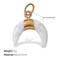Polished howlite crescent moon charm with golden bail and natural white marble texture - Howlite Crescent Style (PJ738WEG)