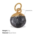 18K gold-plated natural stone heart pendant charm with grey marble texture 13mm - Dark Gray Textured Round Style (PJ746GYG)