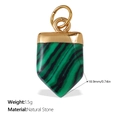 Malachite green natural stone triangle pendant with gold stainless steel loop - Green Black Striped Inverted Triangle Style (PJ775GNG)