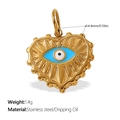 Golden stainless steel heart-shaped evil eye pendant with blue and white enamel details - Golden Evil Eye Heart Style (PJ788BEG)