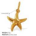 Polierter Seestern-Anhänger aus Edelstahl mit 18K Gold für Strand-Schmuckdesign - Kleiner Seestern Goldener Anhänger(PJ150GS)