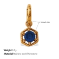 Gold stainless steel hexagonal charm featuring a sparkling blue rhinestone center piece - Blue Rhinestone Hexagon Style (PJ822BEG)