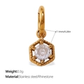 18K gold plated stainless steel hexagonal pendant with round rhinestone and stone accent - White Rhinestone Hexagon Style (PJ822WEG)