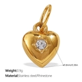 Mini 18K vergoldeter Edelstahl Herzanhänger mit weißem Strassstein und kleinem Ring - Herz Strass Anhänger (PJ65WEG)