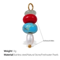 Colorful natural stone heart pendant with freshwater pearl and 18K gold plated ring - Multicolor Patchwork Teardrop Pearl Style (PJ877CRG)