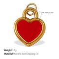 Golden stainless steel heart lock pendant with vibrant red enamel and dual loop connectors - Red Lock Heart Style (PJ879RDG)