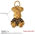 Pendentif ours en acier inoxydable plaqué or 18K avec strass noirs et motifs d'étoiles - Pendentif Ours avec Strass Noirs Doré (PJ423BKG)