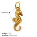 Goldener Seepferdchen-Anhänger aus Edelstahl für Schmuck mit Größen- und Gewichtsangaben - Kleines Seepferdchen Goldener Anhänger(PJ646GS)