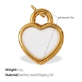 Gold-plated stainless steel heart pendant with white enamel finish and size markers - White Lock Heart Style (PJ879WEG)