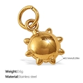 Pendentif soleil en acier inoxydable doré pour bijoux DIY avec un diamètre de 10,1 mm - Petit Pendentif en Forme de Soleil (PJ759GS)