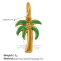 Goldener Edelstahl Palmen Anhänger mit grüner Emaille für DIY Schmuckherstellung - Kokosnussbaum Grüner Emaille Gold Anhänger(PJ661GNG)